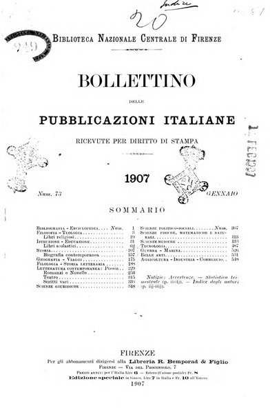 Bollettino delle pubblicazioni italiane ricevute per diritto di stampa