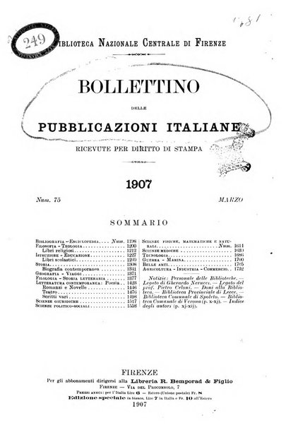 Bollettino delle pubblicazioni italiane ricevute per diritto di stampa