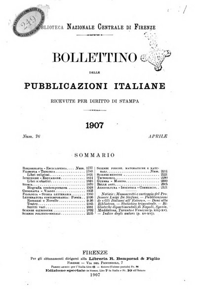 Bollettino delle pubblicazioni italiane ricevute per diritto di stampa