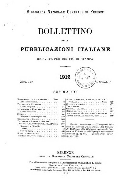 Bollettino delle pubblicazioni italiane ricevute per diritto di stampa