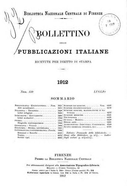 Bollettino delle pubblicazioni italiane ricevute per diritto di stampa