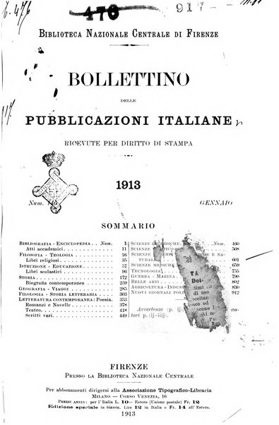 Bollettino delle pubblicazioni italiane ricevute per diritto di stampa