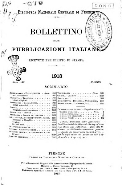 Bollettino delle pubblicazioni italiane ricevute per diritto di stampa