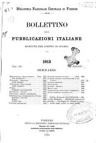 Bollettino delle pubblicazioni italiane ricevute per diritto di stampa