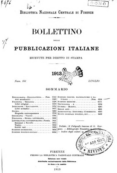 Bollettino delle pubblicazioni italiane ricevute per diritto di stampa