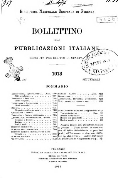 Bollettino delle pubblicazioni italiane ricevute per diritto di stampa