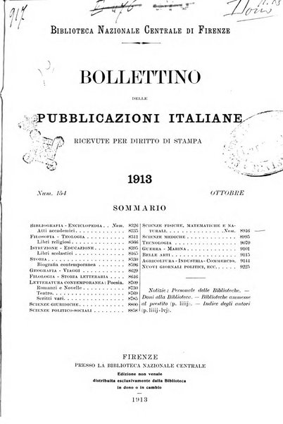 Bollettino delle pubblicazioni italiane ricevute per diritto di stampa