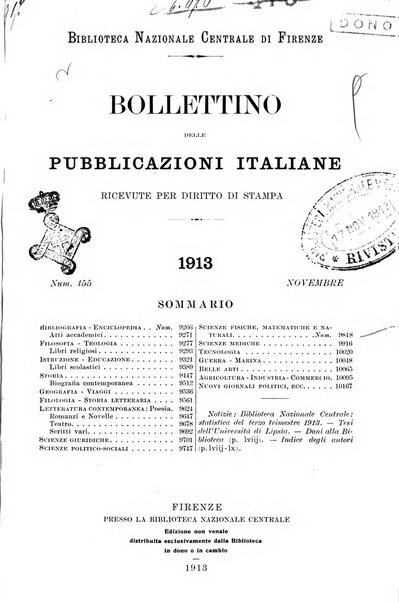 Bollettino delle pubblicazioni italiane ricevute per diritto di stampa