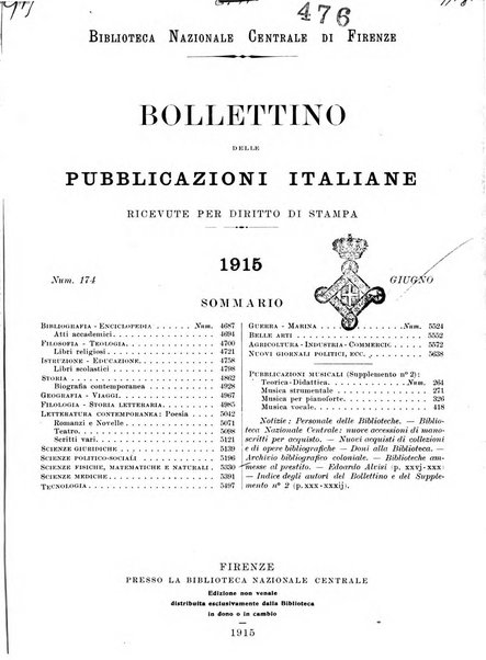 Bollettino delle pubblicazioni italiane ricevute per diritto di stampa