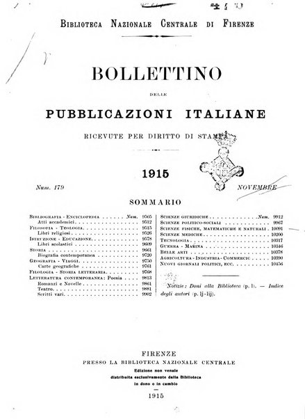 Bollettino delle pubblicazioni italiane ricevute per diritto di stampa