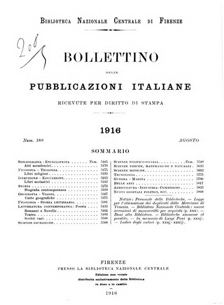 Bollettino delle pubblicazioni italiane ricevute per diritto di stampa