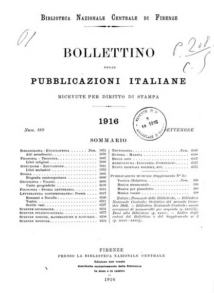 Bollettino delle pubblicazioni italiane ricevute per diritto di stampa