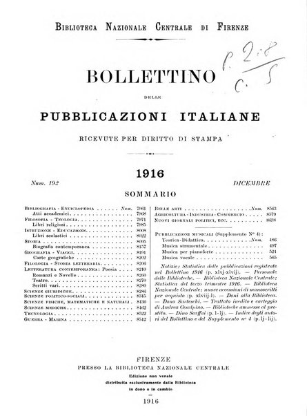 Bollettino delle pubblicazioni italiane ricevute per diritto di stampa