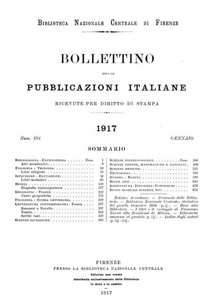 Bollettino delle pubblicazioni italiane ricevute per diritto di stampa