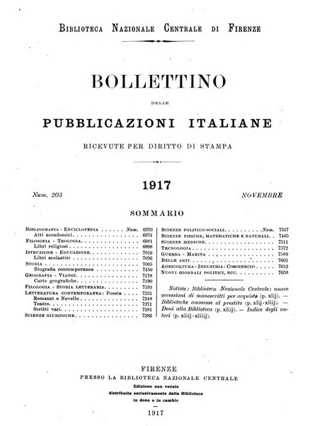 Bollettino delle pubblicazioni italiane ricevute per diritto di stampa