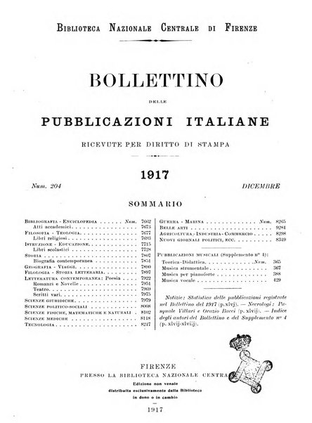 Bollettino delle pubblicazioni italiane ricevute per diritto di stampa