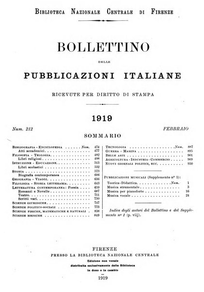 Bollettino delle pubblicazioni italiane ricevute per diritto di stampa