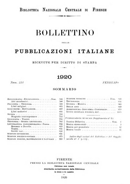 Bollettino delle pubblicazioni italiane ricevute per diritto di stampa