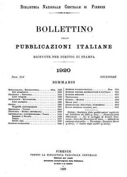 Bollettino delle pubblicazioni italiane ricevute per diritto di stampa