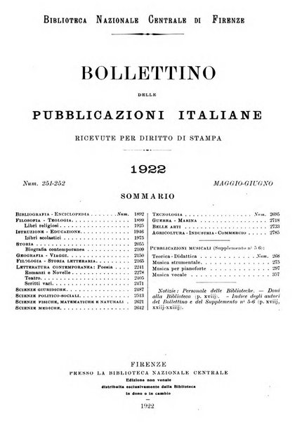 Bollettino delle pubblicazioni italiane ricevute per diritto di stampa