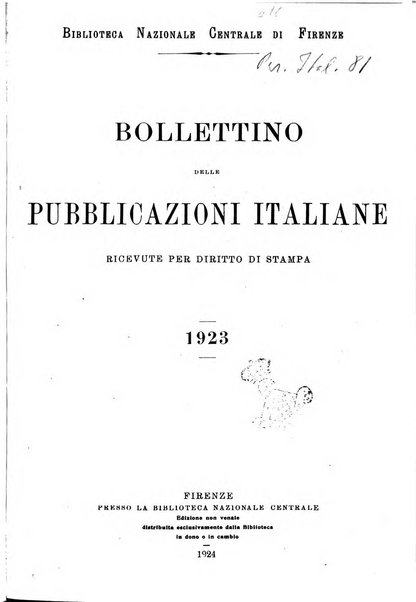 Bollettino delle pubblicazioni italiane ricevute per diritto di stampa