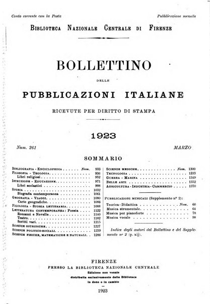 Bollettino delle pubblicazioni italiane ricevute per diritto di stampa