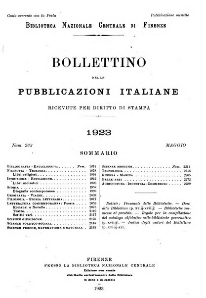 Bollettino delle pubblicazioni italiane ricevute per diritto di stampa