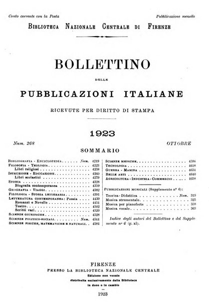 Bollettino delle pubblicazioni italiane ricevute per diritto di stampa