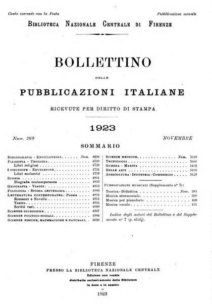 Bollettino delle pubblicazioni italiane ricevute per diritto di stampa