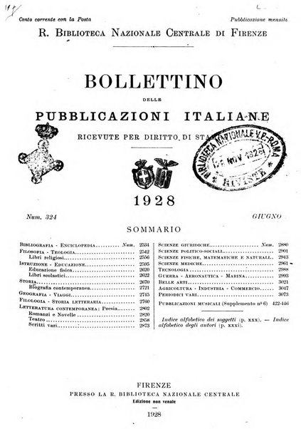 Bollettino delle pubblicazioni italiane ricevute per diritto di stampa