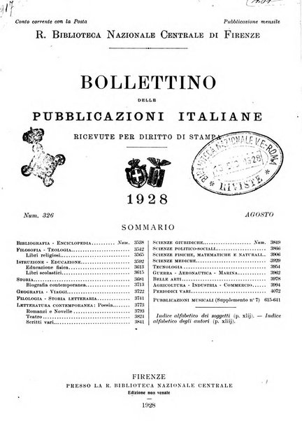 Bollettino delle pubblicazioni italiane ricevute per diritto di stampa