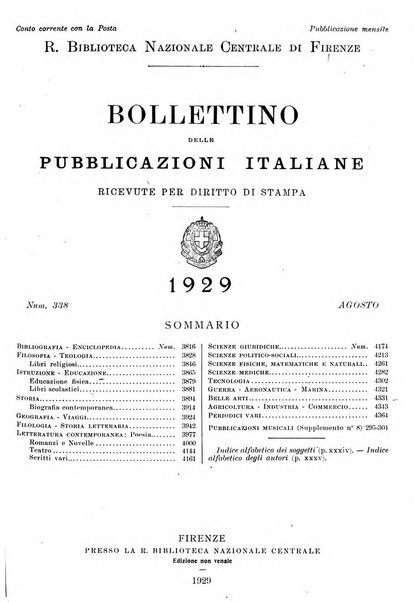 Bollettino delle pubblicazioni italiane ricevute per diritto di stampa