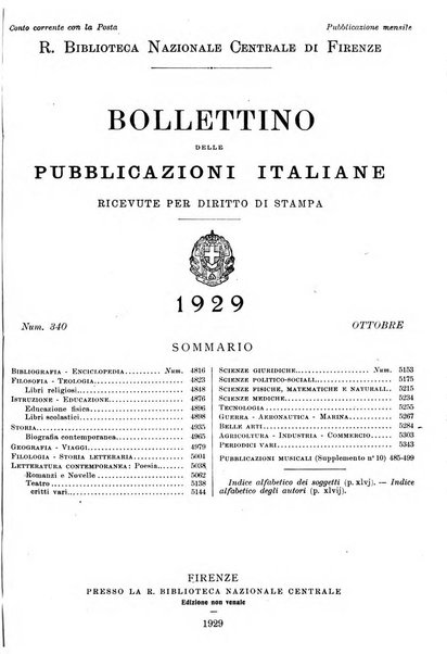 Bollettino delle pubblicazioni italiane ricevute per diritto di stampa