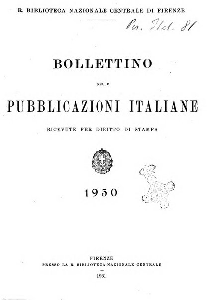 Bollettino delle pubblicazioni italiane ricevute per diritto di stampa