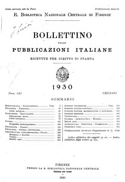 Bollettino delle pubblicazioni italiane ricevute per diritto di stampa