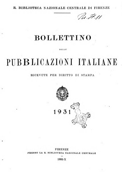 Bollettino delle pubblicazioni italiane ricevute per diritto di stampa