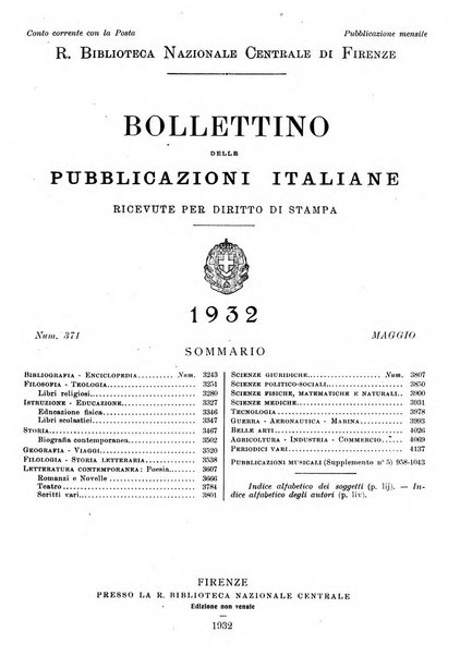 Bollettino delle pubblicazioni italiane ricevute per diritto di stampa