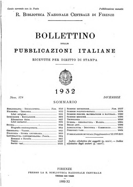 Bollettino delle pubblicazioni italiane ricevute per diritto di stampa