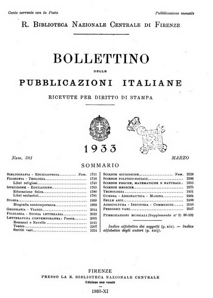 Bollettino delle pubblicazioni italiane ricevute per diritto di stampa