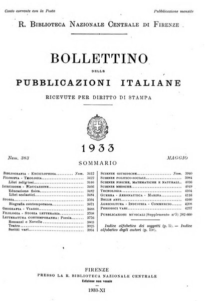 Bollettino delle pubblicazioni italiane ricevute per diritto di stampa