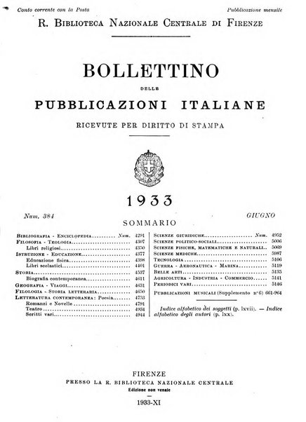 Bollettino delle pubblicazioni italiane ricevute per diritto di stampa