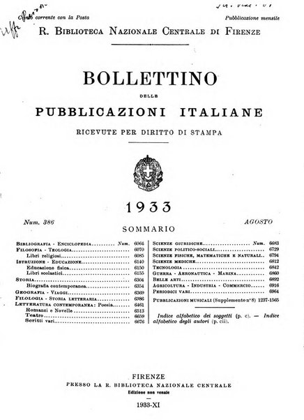 Bollettino delle pubblicazioni italiane ricevute per diritto di stampa