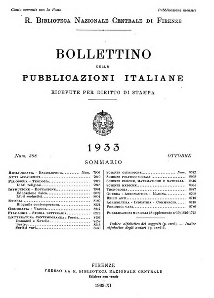 Bollettino delle pubblicazioni italiane ricevute per diritto di stampa