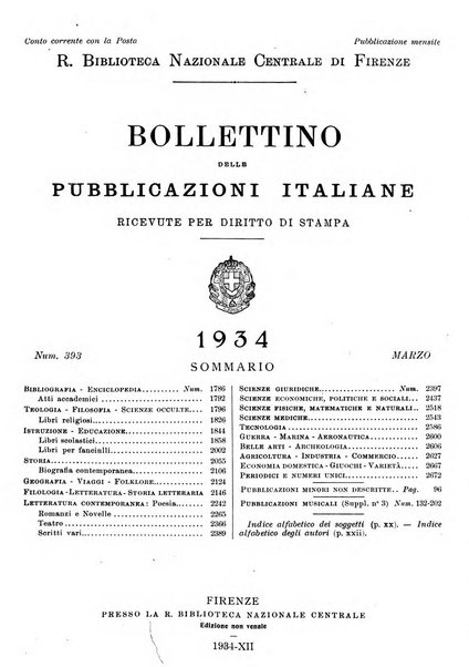 Bollettino delle pubblicazioni italiane ricevute per diritto di stampa