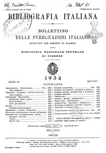 Bollettino delle pubblicazioni italiane ricevute per diritto di stampa