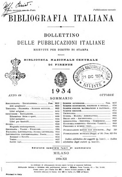 Bollettino delle pubblicazioni italiane ricevute per diritto di stampa