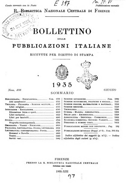 Bollettino delle pubblicazioni italiane ricevute per diritto di stampa