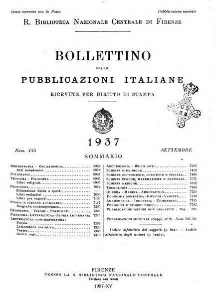 Bollettino delle pubblicazioni italiane ricevute per diritto di stampa