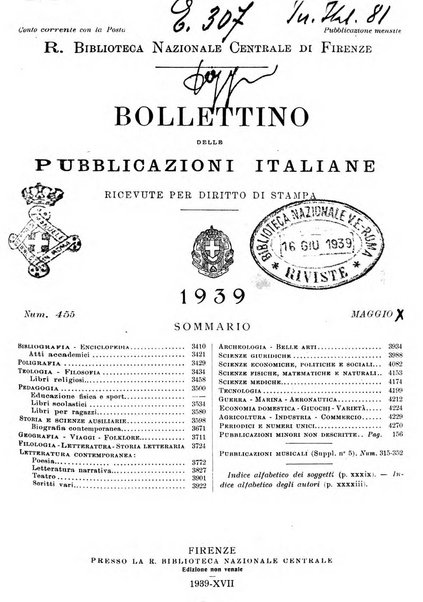 Bollettino delle pubblicazioni italiane ricevute per diritto di stampa