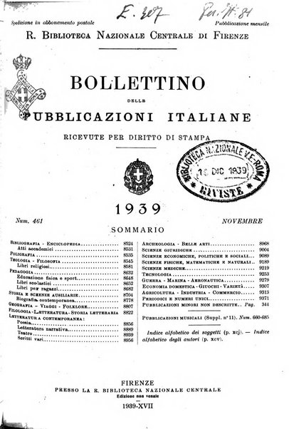 Bollettino delle pubblicazioni italiane ricevute per diritto di stampa